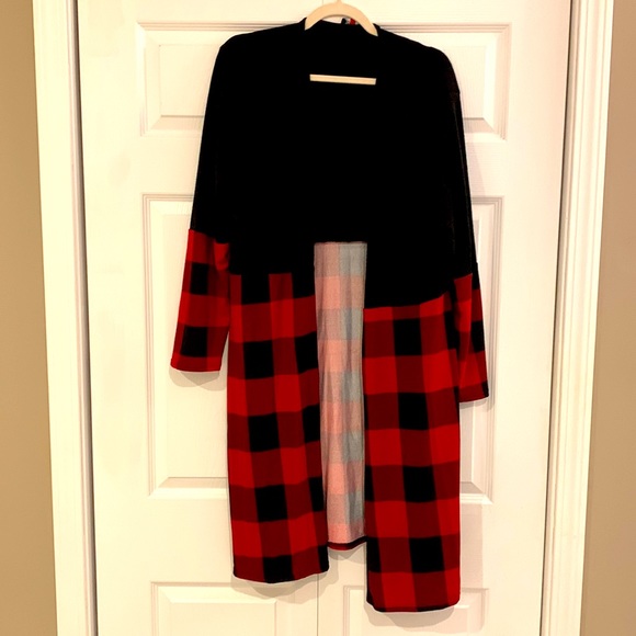 Sweaters - Black and Red Buffalo Plaid Cardigan
